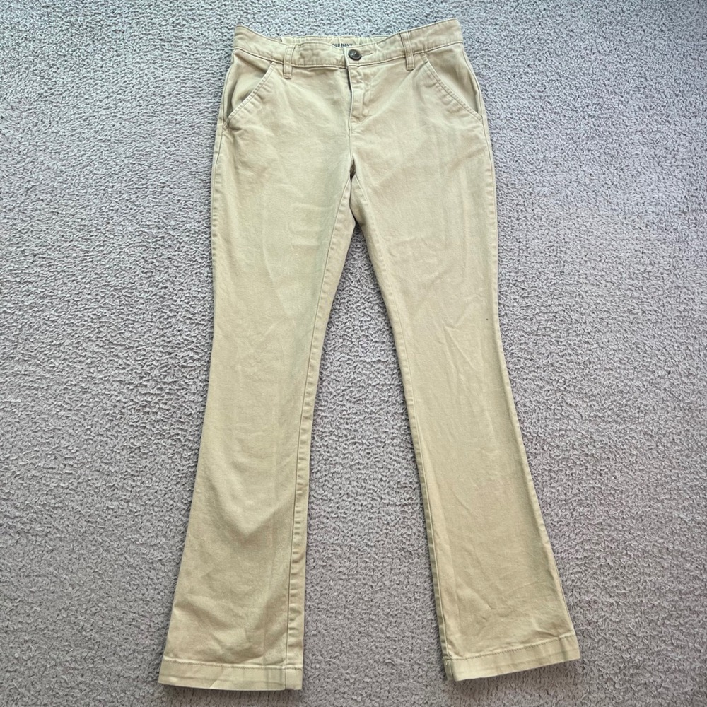 Old Navy Girls Khaki Boot-Cut Stretch Chino Pants Tan Size 14 Slim